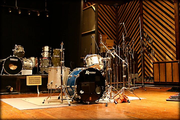 Drum kit in the live room